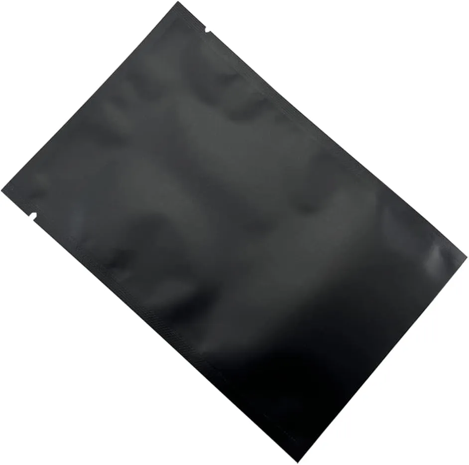200 Pieces Mylar Bags Open Top Food Storage Bags Matte Foil Bag Flat Heat Vacuum Seal Aluminum Pouch for Candy Packing (3.54x5.12 inch, Black)