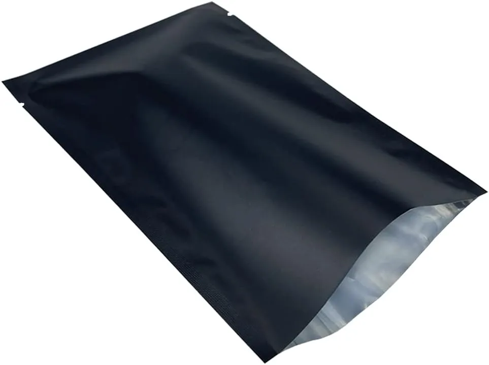 200 Pieces Mylar Bags Open Top Food Storage Bags Matte Foil Bag Flat Heat Vacuum Seal Aluminum Pouch for Candy Packing (3.54x5.12 inch, Black)