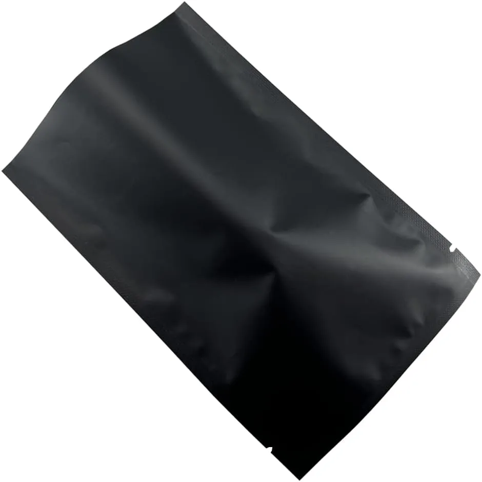 200 Pieces Mylar Bags Open Top Food Storage Bags Matte Foil Bag Flat Heat Vacuum Seal Aluminum Pouch for Candy Packing (3.54x5.12 inch, Black)