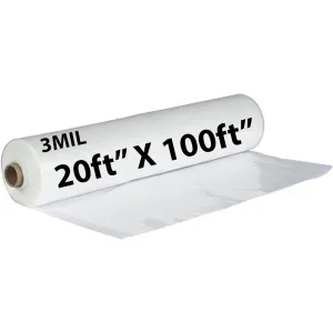 20ftX100ft Clear Poly Tarp 3 Mil Low Density LDPE 1 Roll