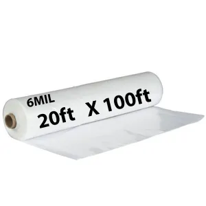 20ftX100ft Clear Poly Tarp 6 Mil Low Density LDPE 1 Roll