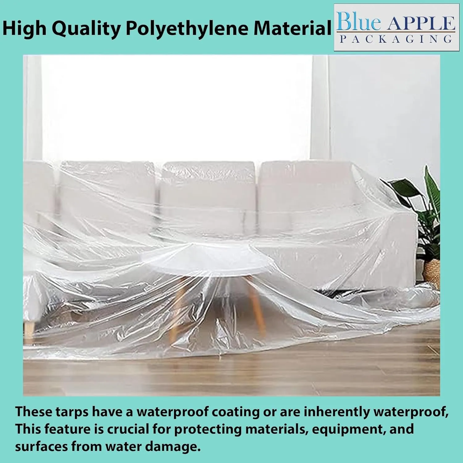 20ftX200ft Clear Poly Tarp 2 Mil Low Density LDPE 1 Roll