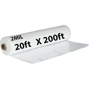 20ftX200ft Clear Poly Tarp 2 Mil Low Density LDPE 1 Roll