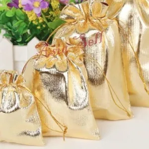 20pcs Gold Metallic Foil Gift Bags Christmas Wedding 7x9cm