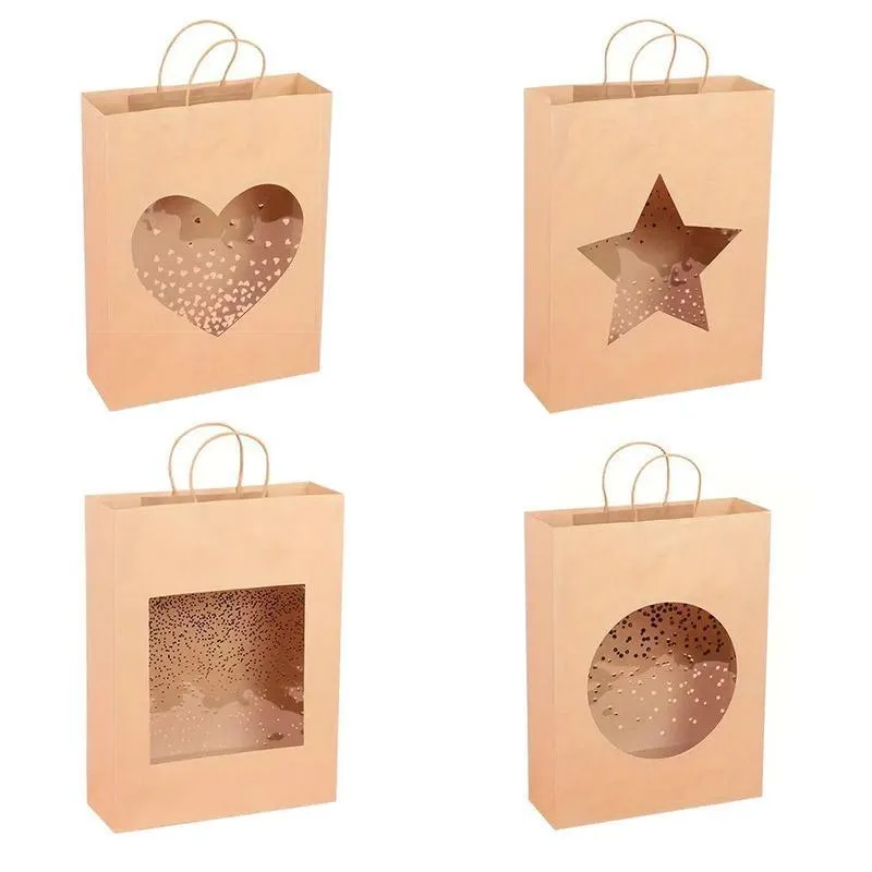20pcs Medium 26x32x12cm Kraft Paper Gift Tote Bag for Presents and Shopping