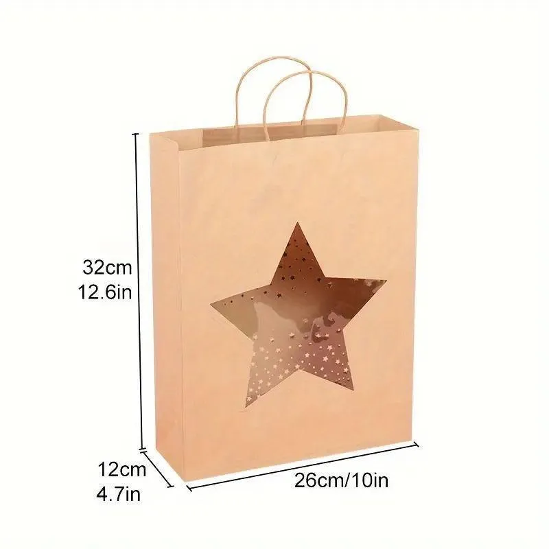 20pcs Medium 26x32x12cm Kraft Paper Gift Tote Bag for Presents and Shopping