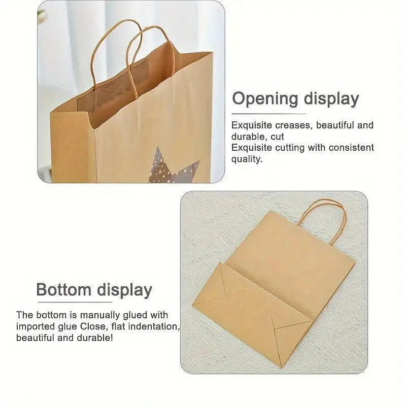 20pcs Medium 26x32x12cm Kraft Paper Gift Tote Bag for Presents and Shopping