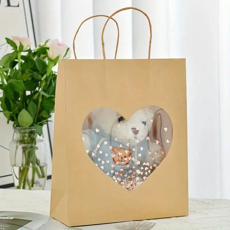 20pcs Medium 26x32x12cm Kraft Paper Gift Tote Bag for Presents and Shopping
