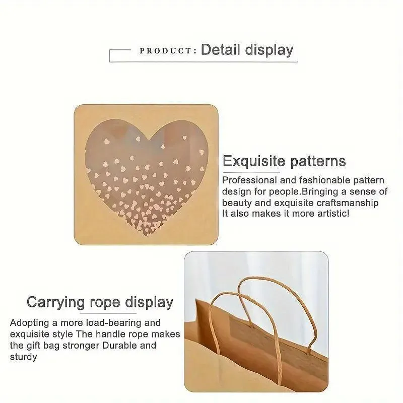 20pcs Medium 26x32x12cm Kraft Paper Gift Tote Bag for Presents and Shopping