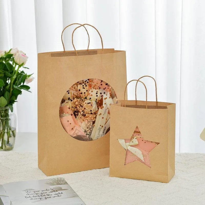20pcs Medium 26x32x12cm Kraft Paper Gift Tote Bag for Presents and Shopping