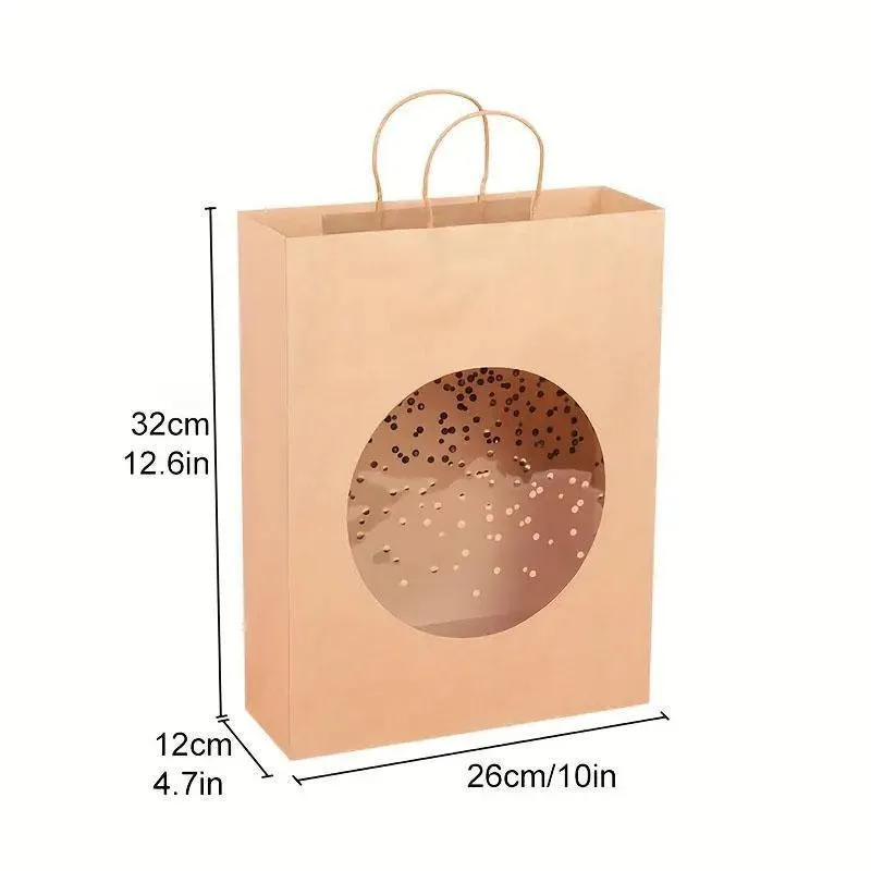 20pcs Medium 26x32x12cm Kraft Paper Gift Tote Bag for Presents and Shopping