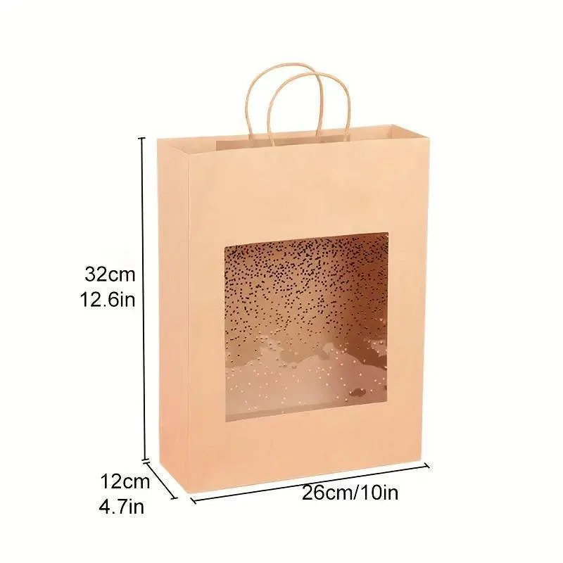 20pcs Medium 26x32x12cm Kraft Paper Gift Tote Bag for Presents and Shopping