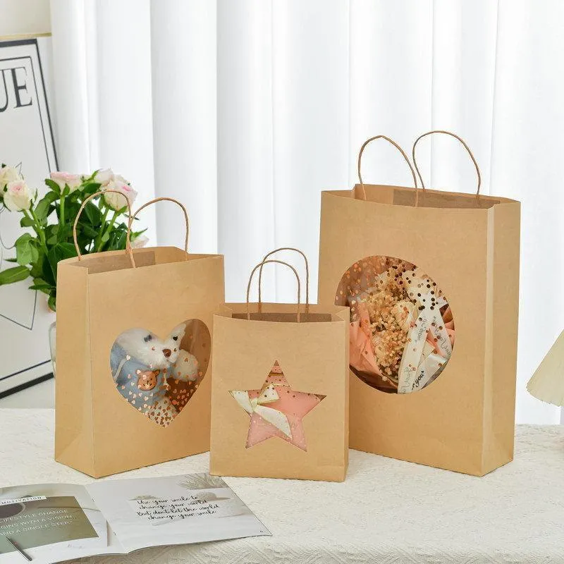 20pcs Medium 26x32x12cm Kraft Paper Gift Tote Bag for Presents and Shopping