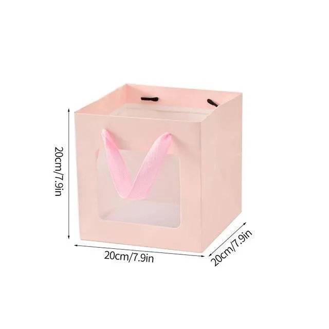 20PCS Open Window for Flower Doll Wedding Gift Transparent Square Packaging Bag
