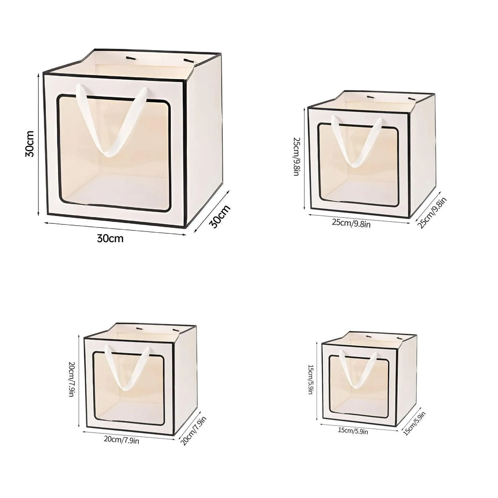 20PCS Open Window for Flower Doll Wedding Gift Transparent Square Packaging Bag