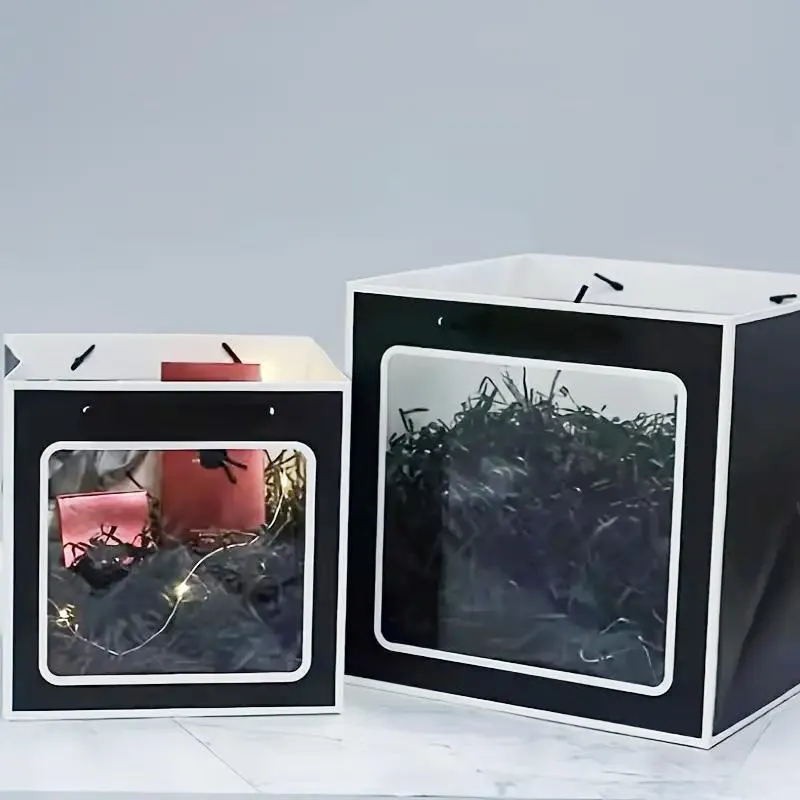 20PCS Open Window for Flower Doll Wedding Gift Transparent Square Packaging Bag