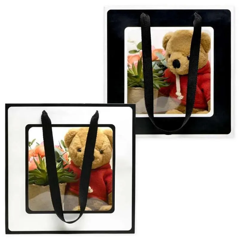 20PCS Open Window for Flower Doll Wedding Gift Transparent Square Packaging Bag