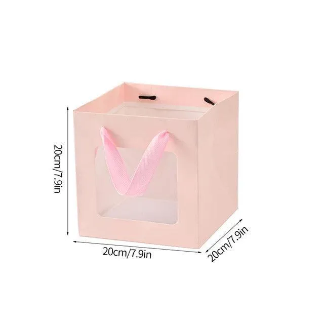 20PCS Open Window for Flower Doll Wedding Gift Transparent Square Packaging Bag