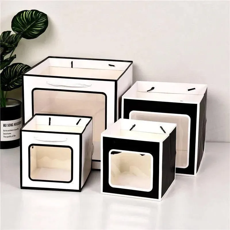 20PCS Open Window for Flower Doll Wedding Gift Transparent Square Packaging Bag
