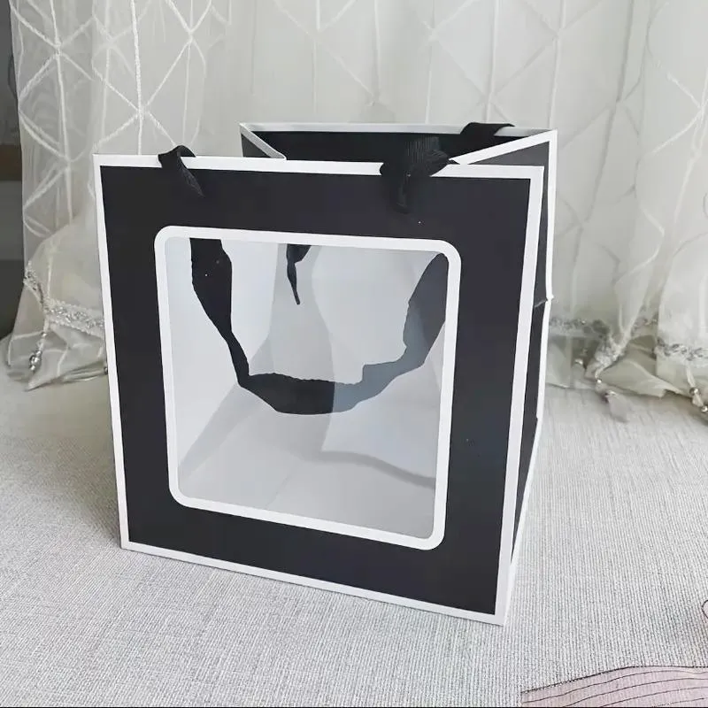 20PCS Open Window for Flower Doll Wedding Gift Transparent Square Packaging Bag