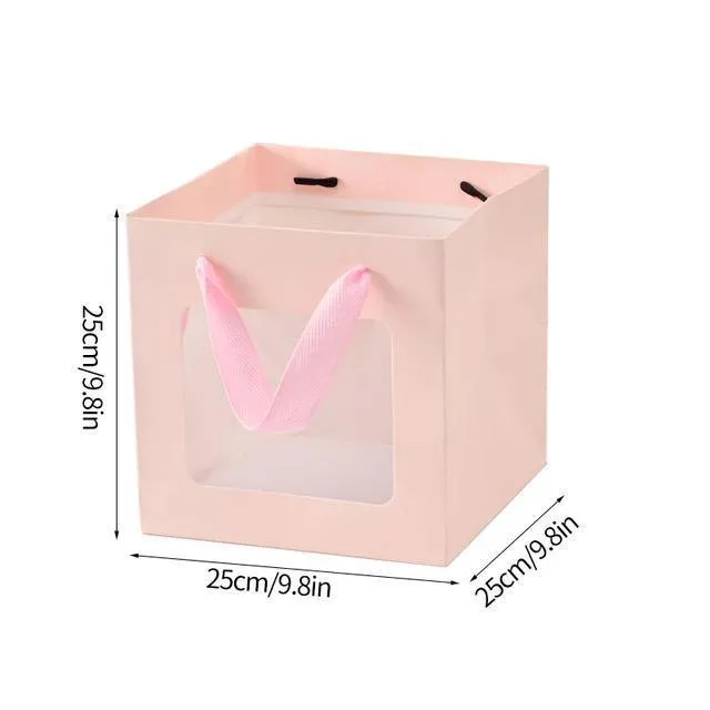 20PCS Open Window for Flower Doll Wedding Gift Transparent Square Packaging Bag