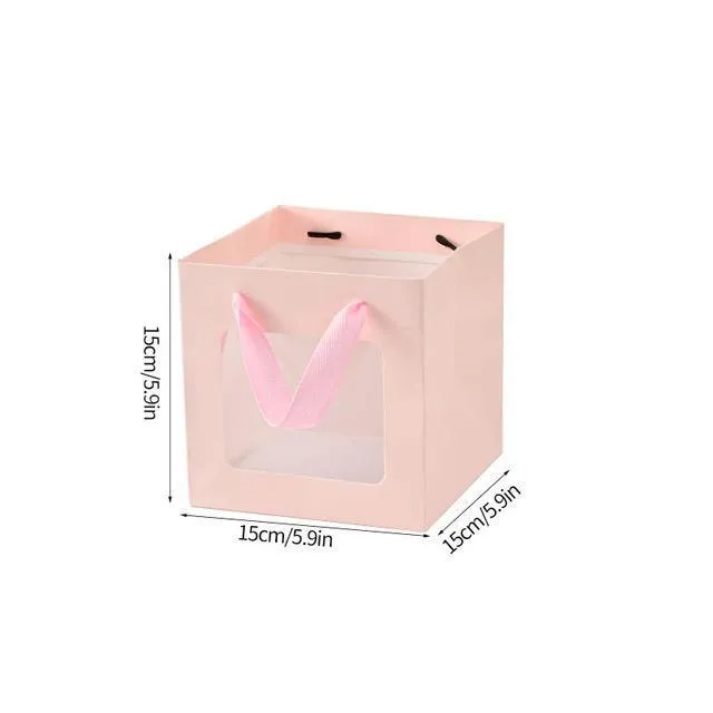 20PCS Open Window for Flower Doll Wedding Gift Transparent Square Packaging Bag