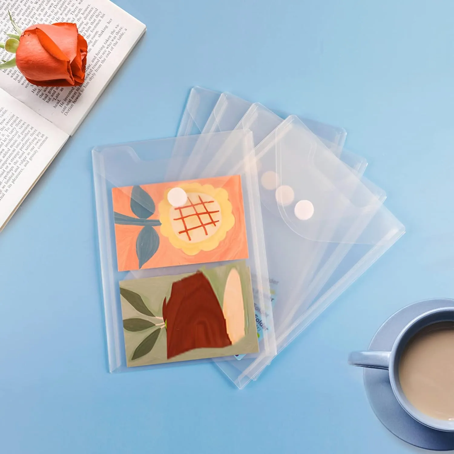 24 Pack Large Clear Die & Stamp Storage Bag Transparent Plastic Folders for Cutting Dies Stencil Embossing Crafts for DIY Scrapbooking Paper Card Craft Organizer Holder