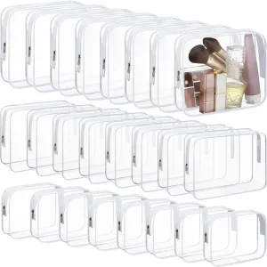 24 Pcs Clear Toiletry Bags Large PVC Travel Clear Makeup Bag Trip Home Storage Bag Waterproof Cosmetic Bag with Zipper for Women and Men, 3 Different Size