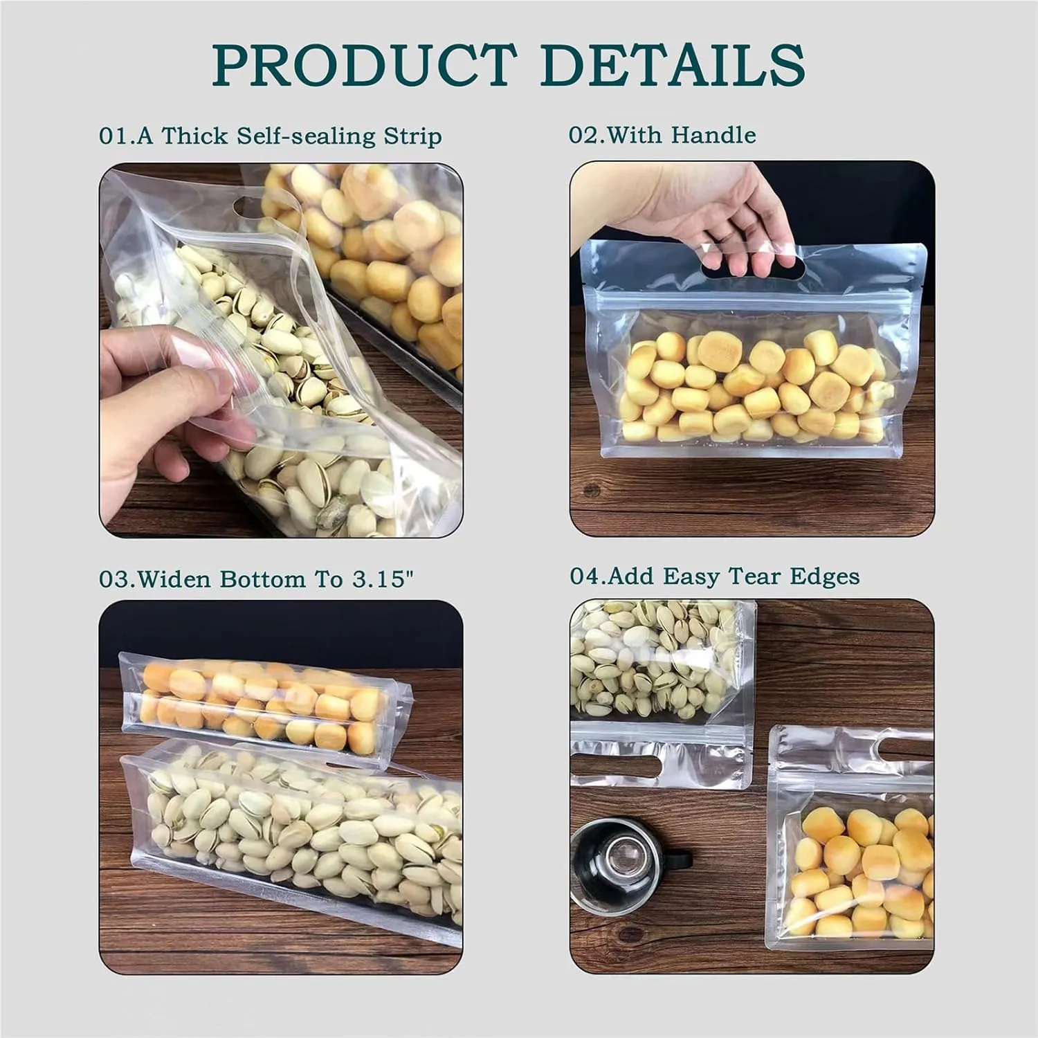 27Pack Transparent Plastic Flat Bottom Organization Storage Bags with Carry Handle for Holding Goods,Sealing Zipper Packaging Food Containers Convenient Sort and Store,Portable to Outing(9.45x6.7")