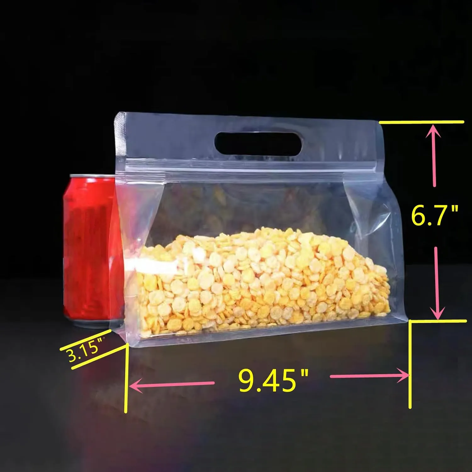 27Pack Transparent Plastic Flat Bottom Organization Storage Bags with Carry Handle for Holding Goods,Sealing Zipper Packaging Food Containers Convenient Sort and Store,Portable to Outing(9.45x6.7")