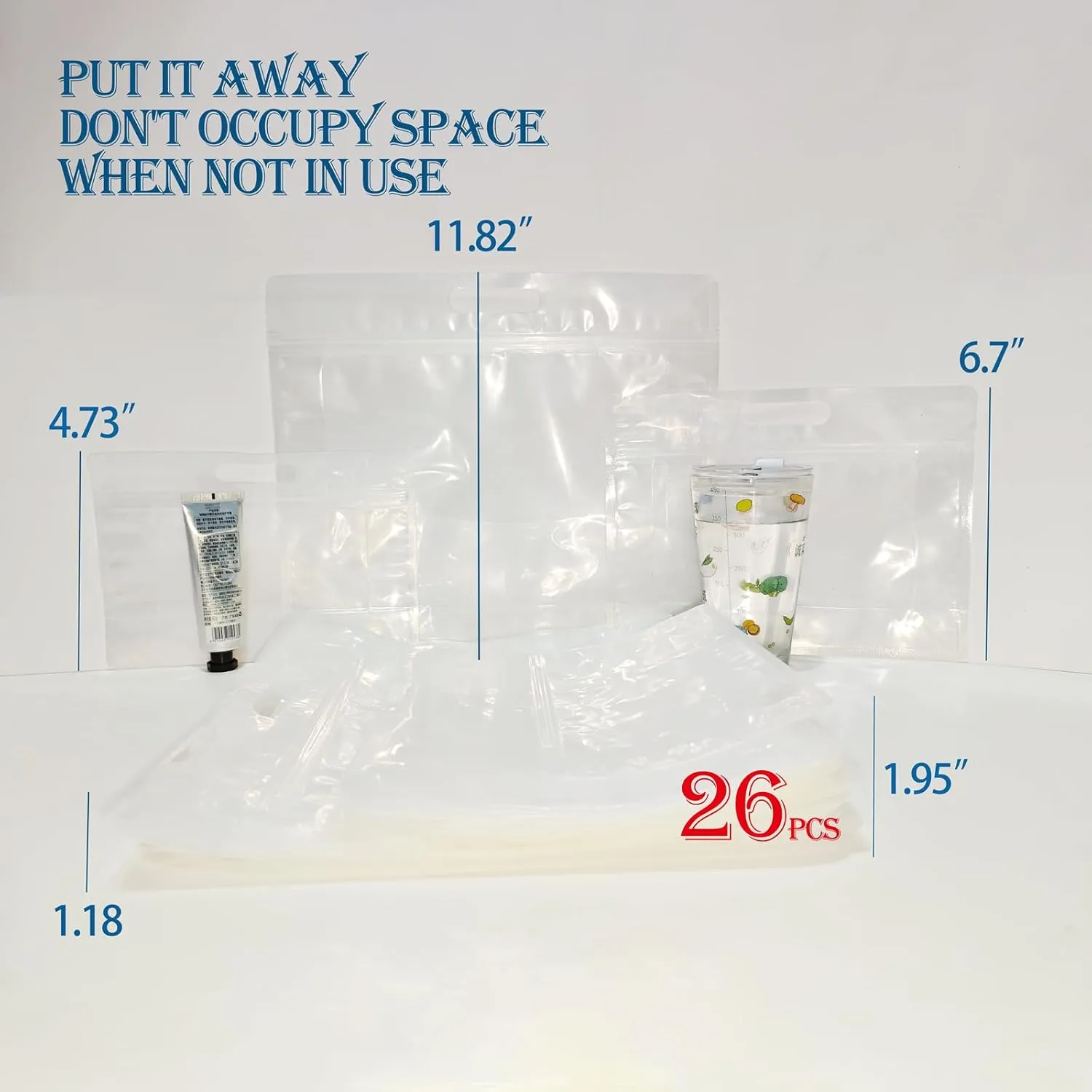 27Pack Transparent Plastic Flat Bottom Organization Storage Bags with Carry Handle for Holding Goods,Sealing Zipper Packaging Food Containers Convenient Sort and Store,Portable to Outing(9.45x6.7")