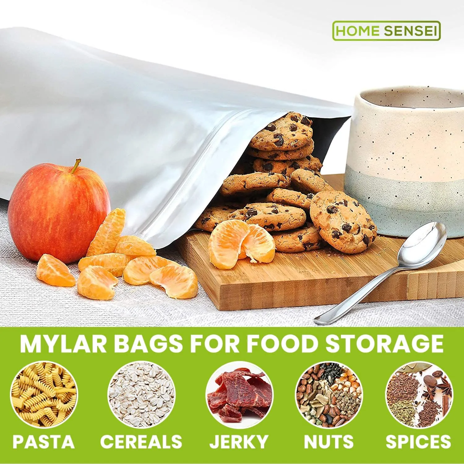 30 Mylar Bags for Food Storage 1 Gallon - Extra Thick 15 Mil - Long Term & Food Grade - Mylar Bags with Oxygen Absorbers 400cc- Zipper, Resealable, Stand-up Gousset - Bolsas Mylar con Abosrbentes