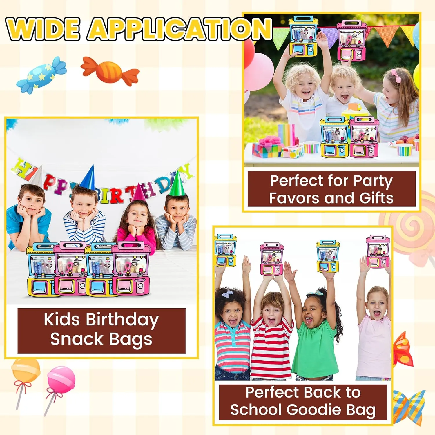 30 PCS Bulk Gift Bags for Kids with Handle,Children Large Goodie Bags with Stand-up Bottom, Grip Seal Party Favor Bag, Students Back to School Treat Bag, Cute Snack Candy Bags for Birthday, Classroom