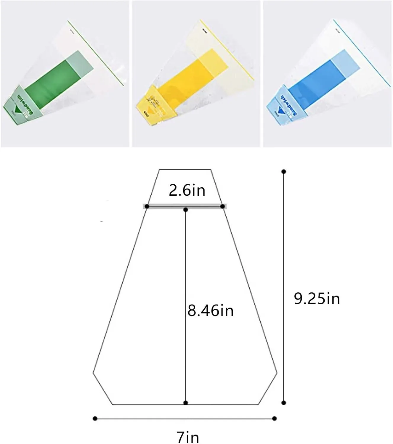 300 Pcs Plastic Wrappers for Sandwiches, Disposable Transparent Sandwich Containers Sandwich Wedge Box Triangle Bakery Packaging, Easy to Tear(Yellow&Green&Blue)