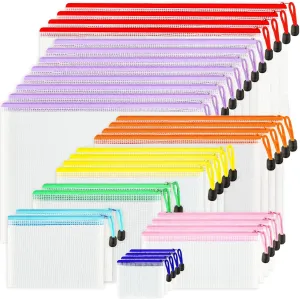 32pcs Mesh Zipper Pouch Bags, 8 Sizes, 8 Colors for Organizing, Board Game Storage, Travel, School, Office