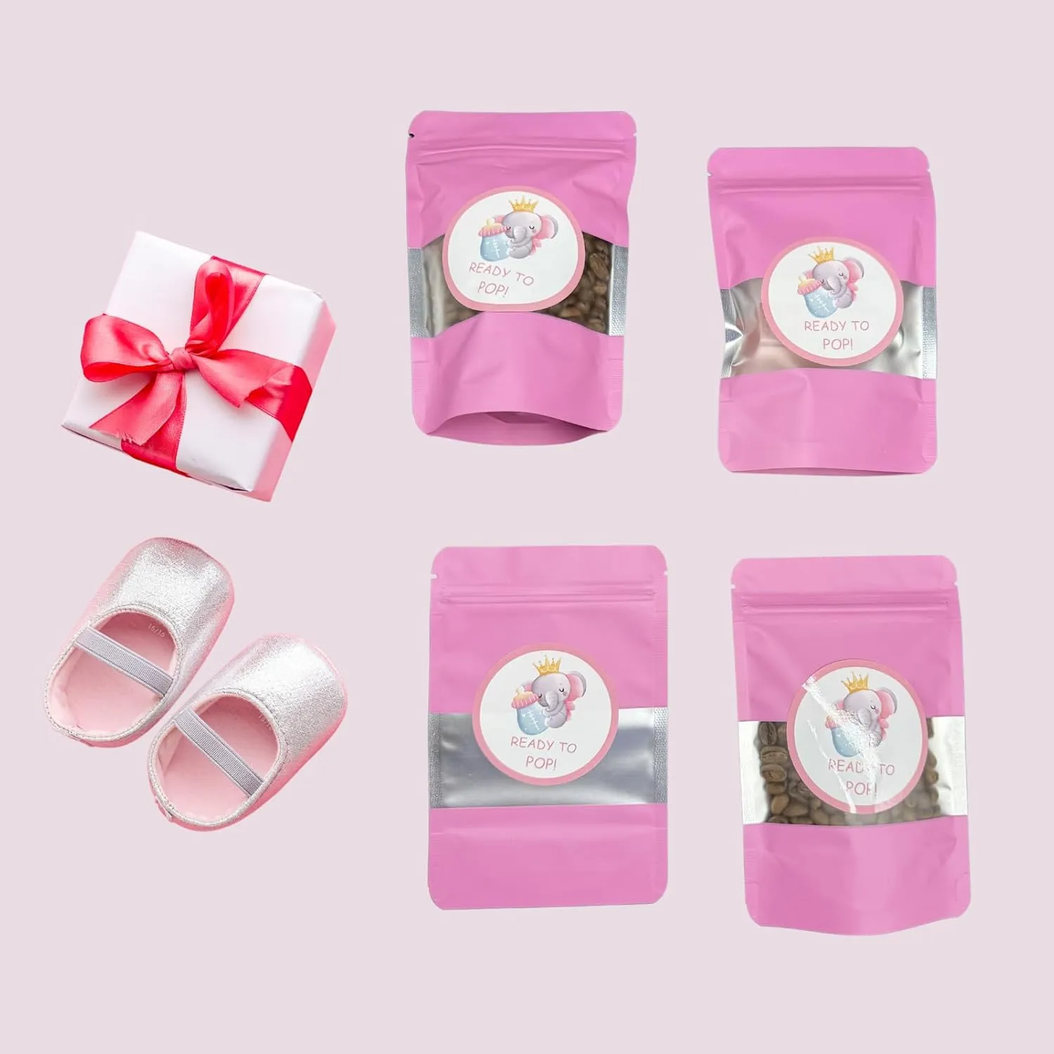 3.5 Mylar Bags for Food Storage 4x6 inches Heat Resealable Baggies Edible Packaging Matte Foil Ziplock Pouch with Window, Ideal for Small Business, Coffee Beans, Car Freshies (pink)