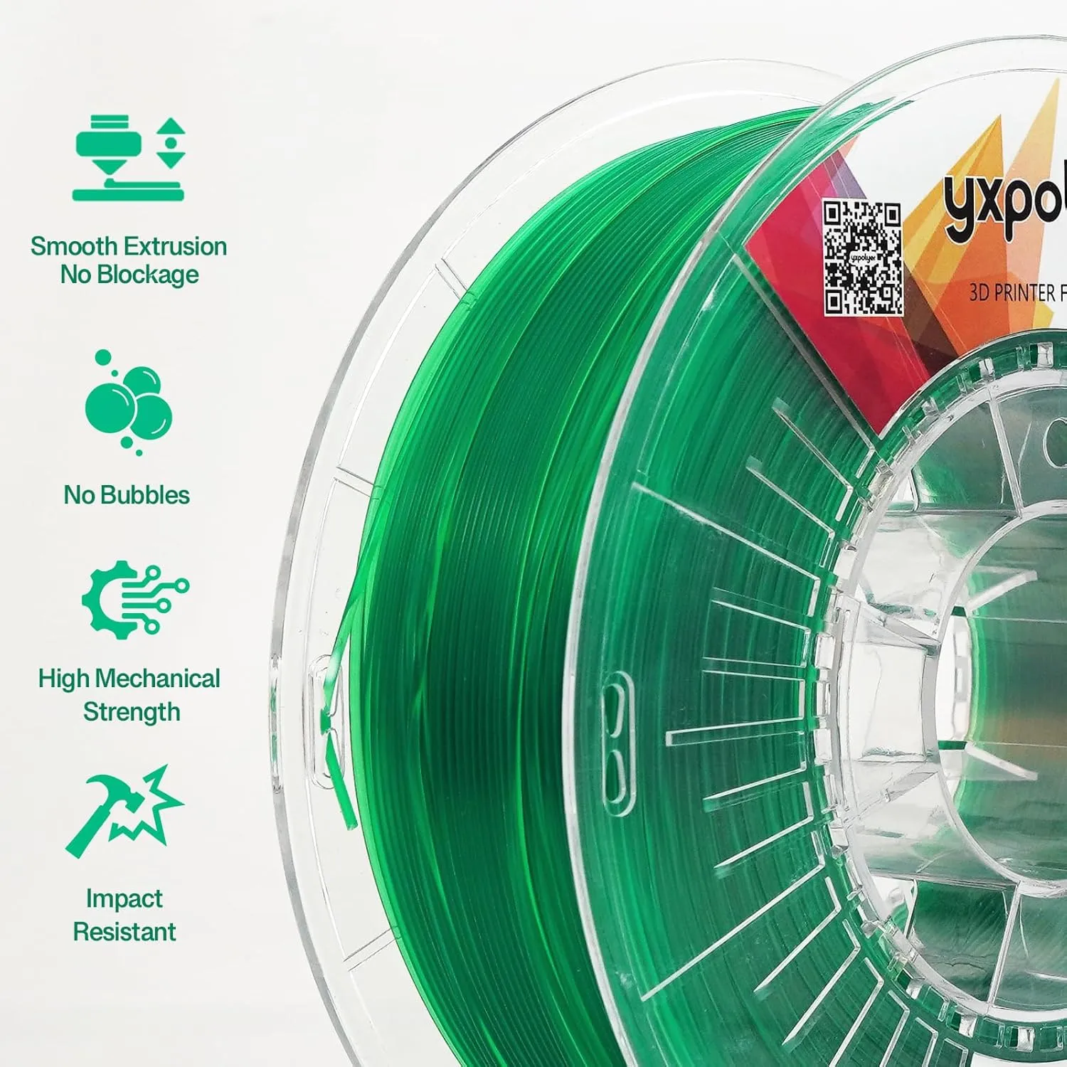 3D Printer Filament ABS Filament ABS  ABS Pro ABS Plus 3D Printing Filament 1.75mm 1kg 2.2lbs, Transparent Green