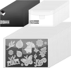 40 Pcs Magnetic Sheets for Dies Storage Stamp and Die Storage Pockets Die Cut Storage for Card Making,20 Pcs Magnetic Sheets 20 Pcs Bags