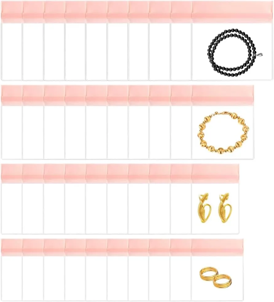 40PCS Eva Jewelry Bag, Anti Tarnish Clear Jewelry Storage Bags Pouches Ring Earrings Bracelet Watches Jewelry Zipper Bag, No Yellowing and No Odors (Four Sizes)