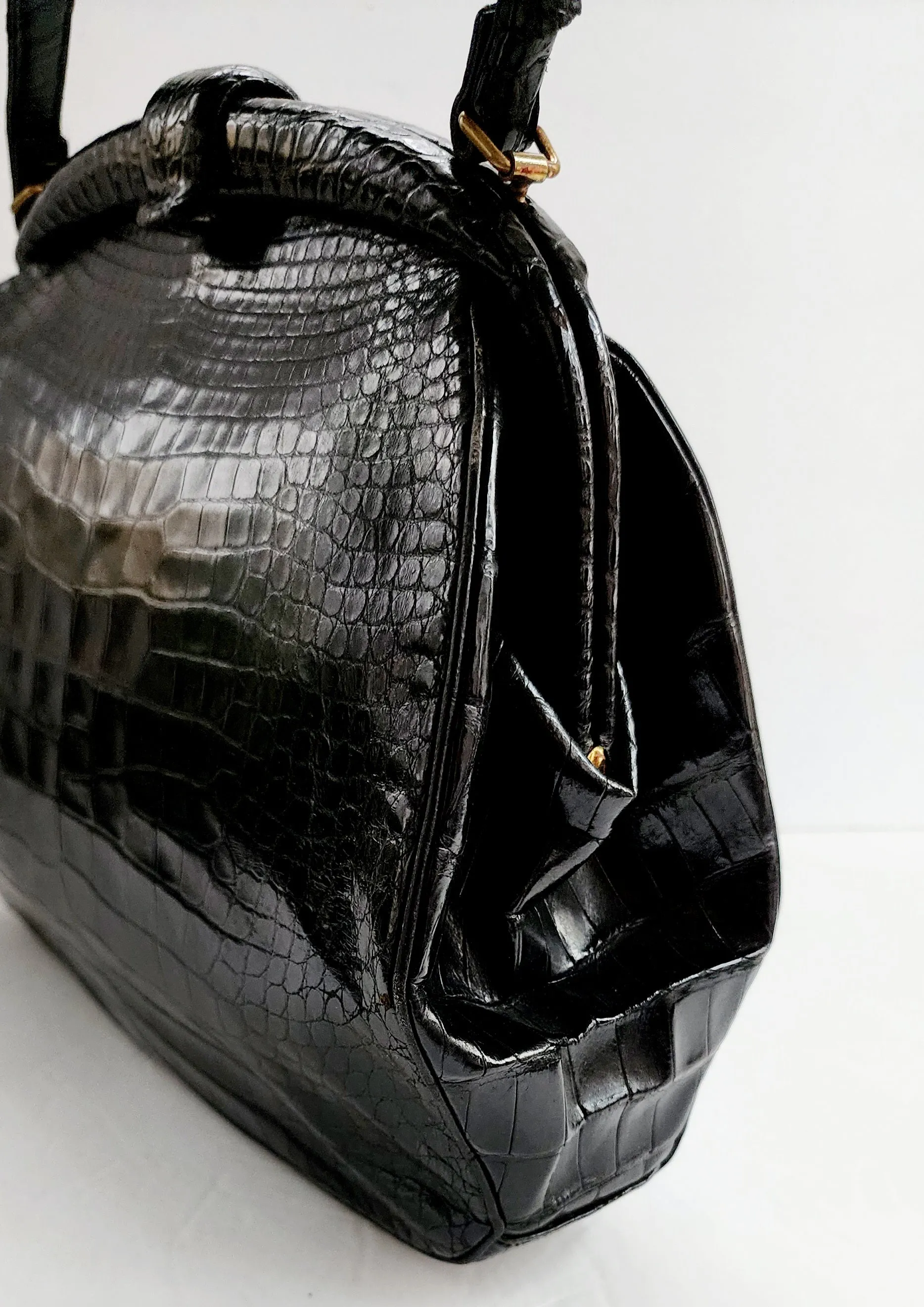 40s Black Alligator Bag Lucille de Paris Bergdorf Goodman