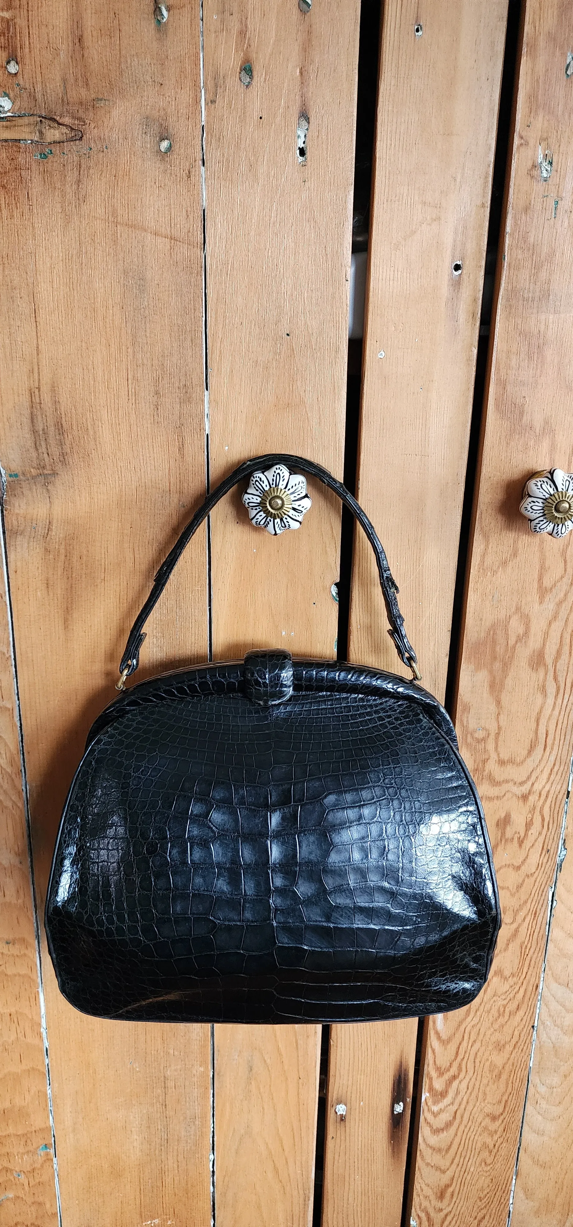 40s Black Alligator Bag Lucille de Paris Bergdorf Goodman
