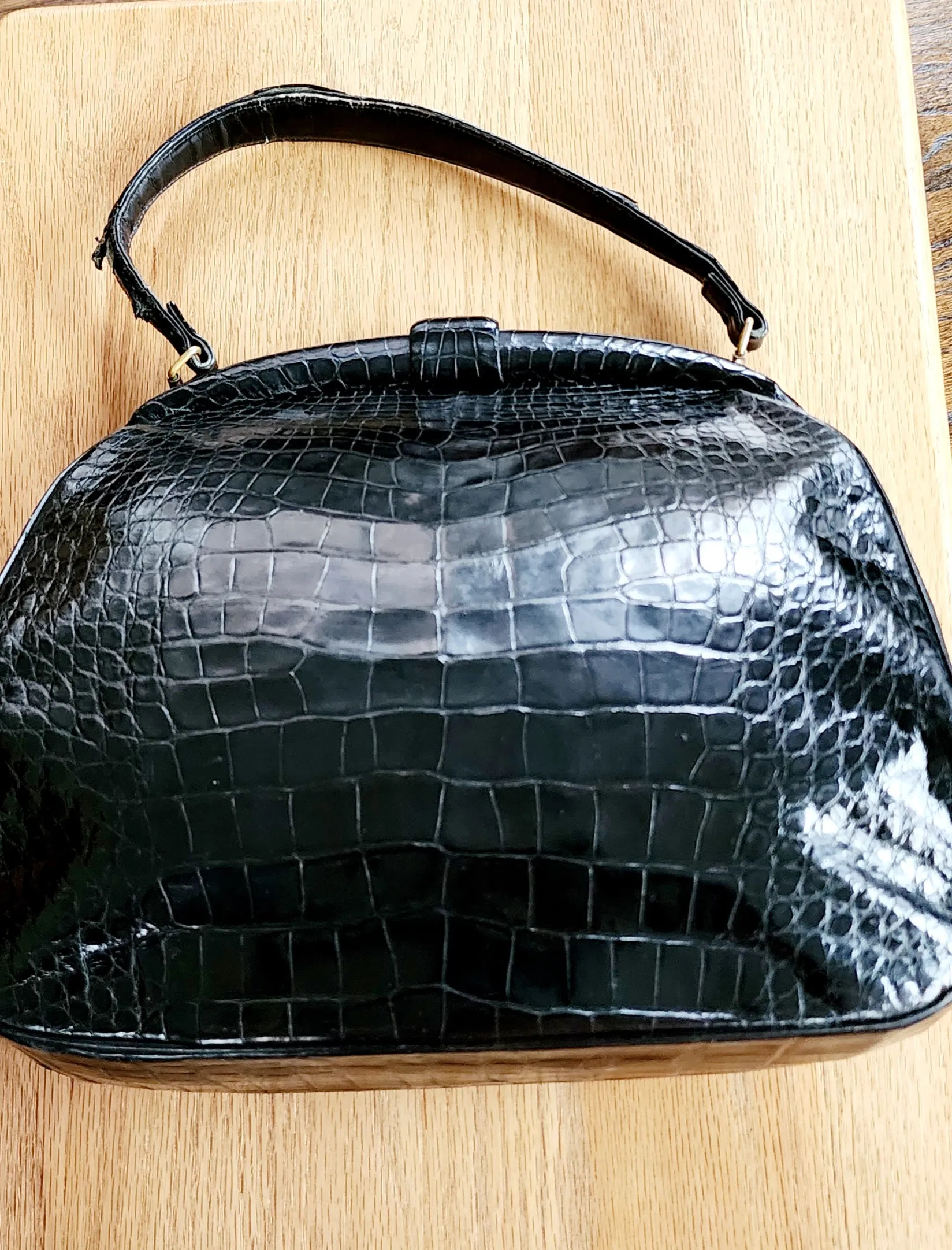 40s Black Alligator Bag Lucille de Paris Bergdorf Goodman