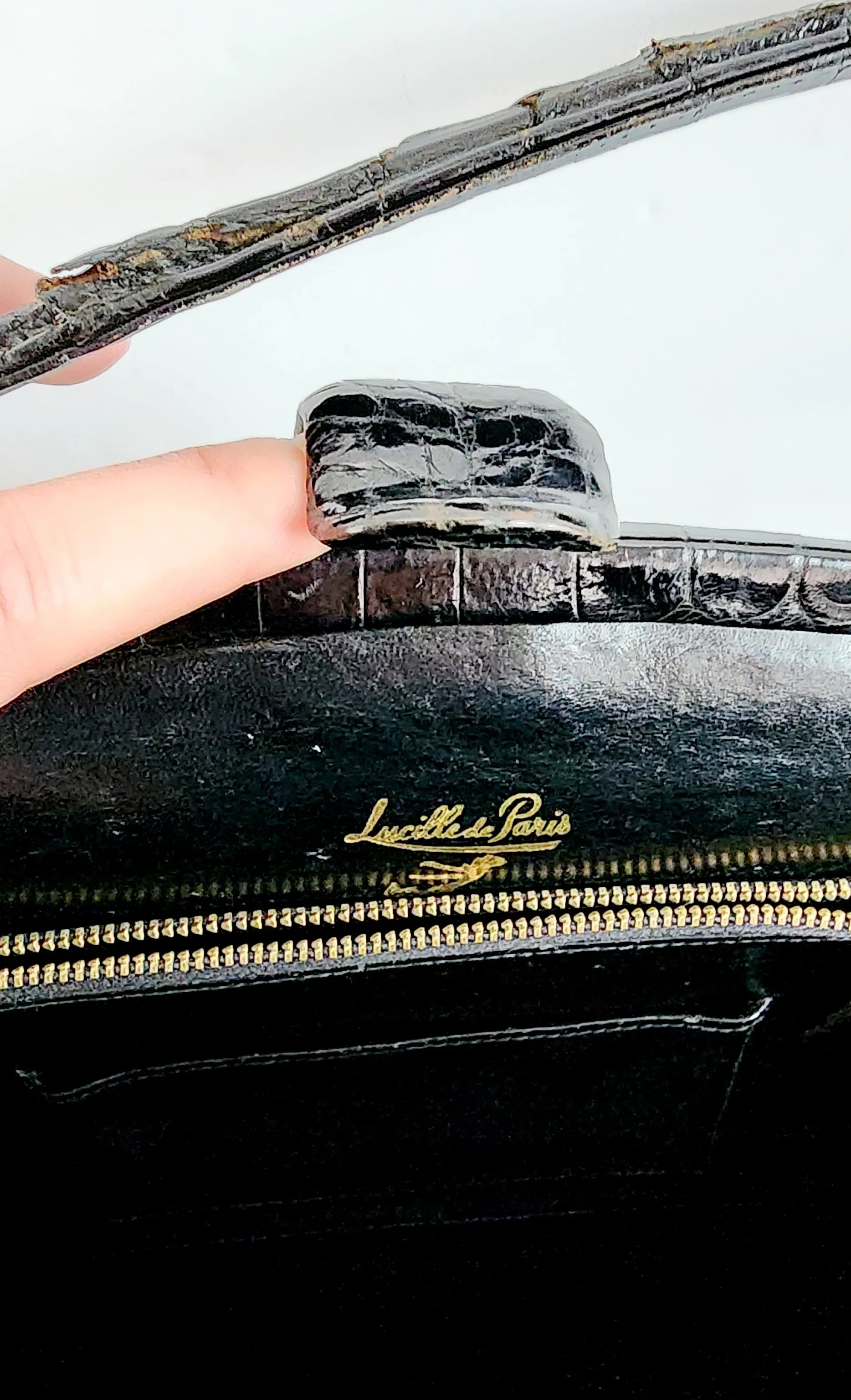 40s Black Alligator Bag Lucille de Paris Bergdorf Goodman
