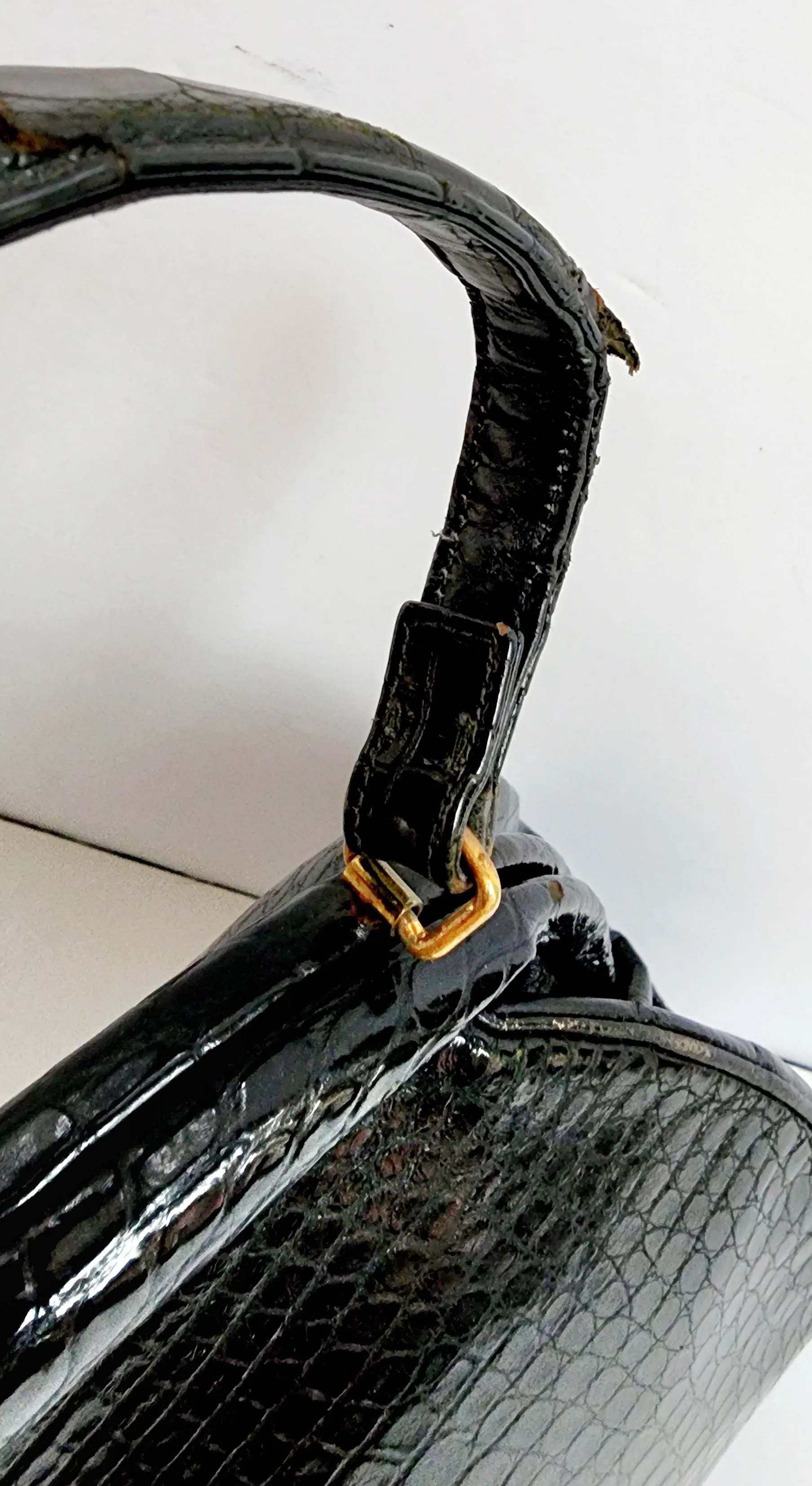 40s Black Alligator Bag Lucille de Paris Bergdorf Goodman