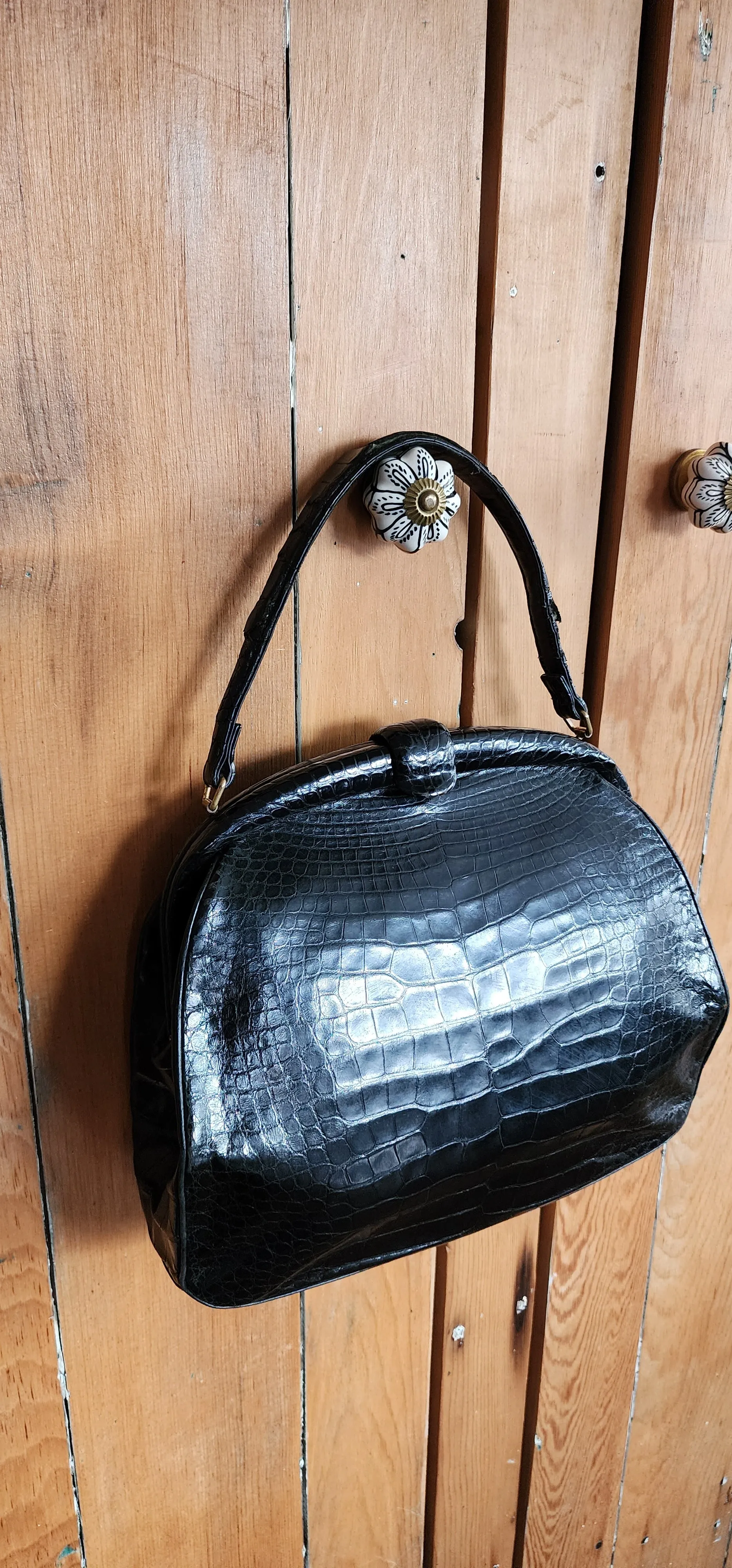 40s Black Alligator Bag Lucille de Paris Bergdorf Goodman