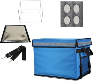 43L Large Takeaway Backpack Box Insulated Fast Food Delivery Incubator Thermal Waterproof Cooler Bag with Cup Holder Shoulder Strap
