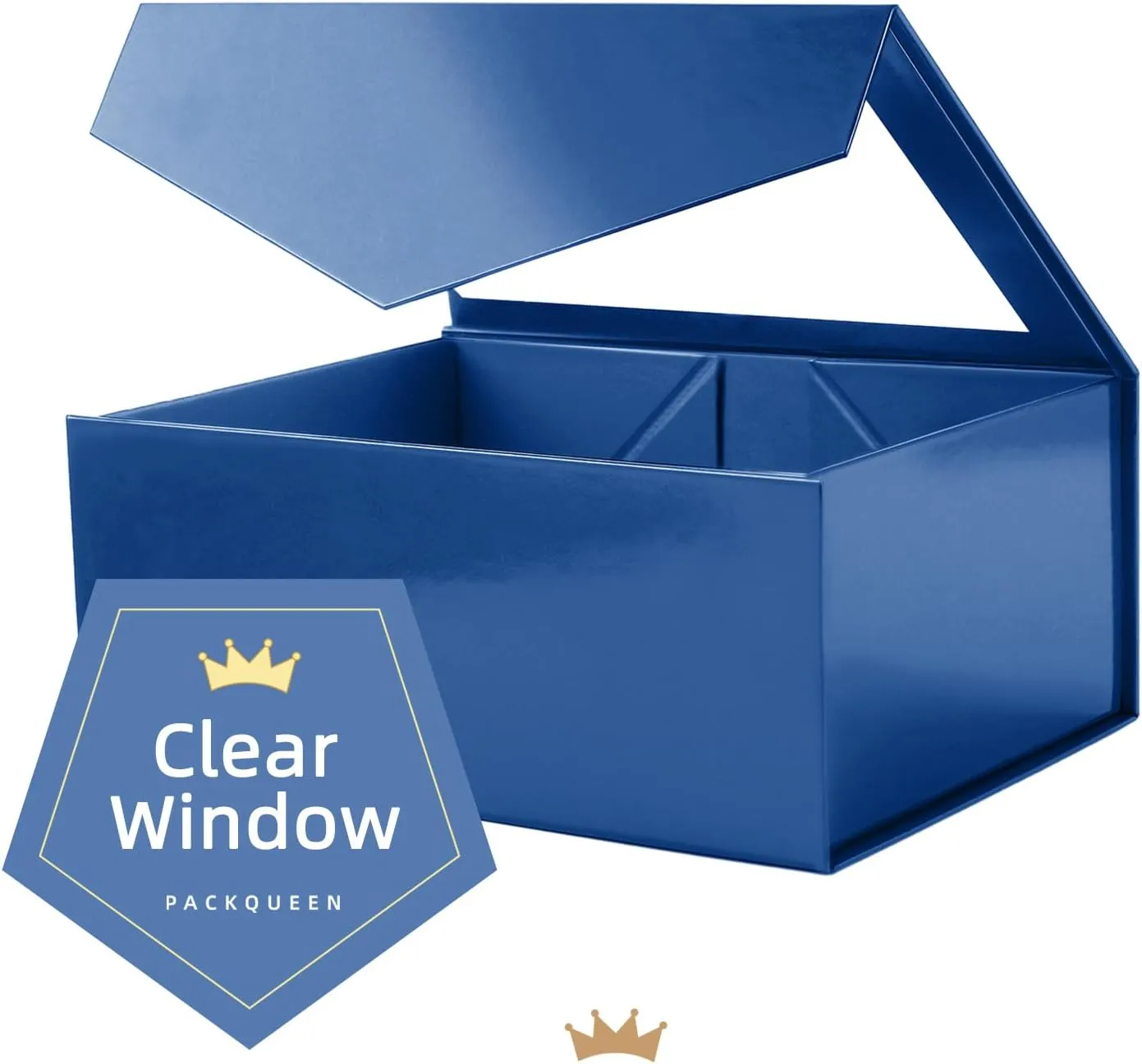 5 Easter Blue Gift Boxes with Windows, 9x6.5x3.8 Inches, Clear Gift Boxes for Presents Contain Ribbons, Cards, Groomsmen Proposal Boxes, Gift Boxes with Magnetic Lids (Glossy Blue)