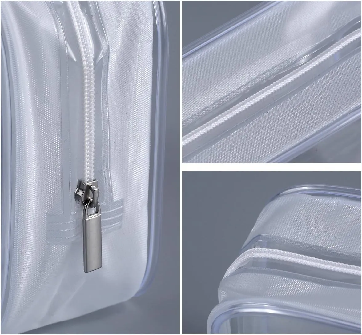 5 Pack Clear Plastic Zippered Toiletry Carry Pouch TSA Approved Toiletry Bag Portable Cosmetic Makeup Bag for Vacation, Bathroom and Organizing (White, Small)