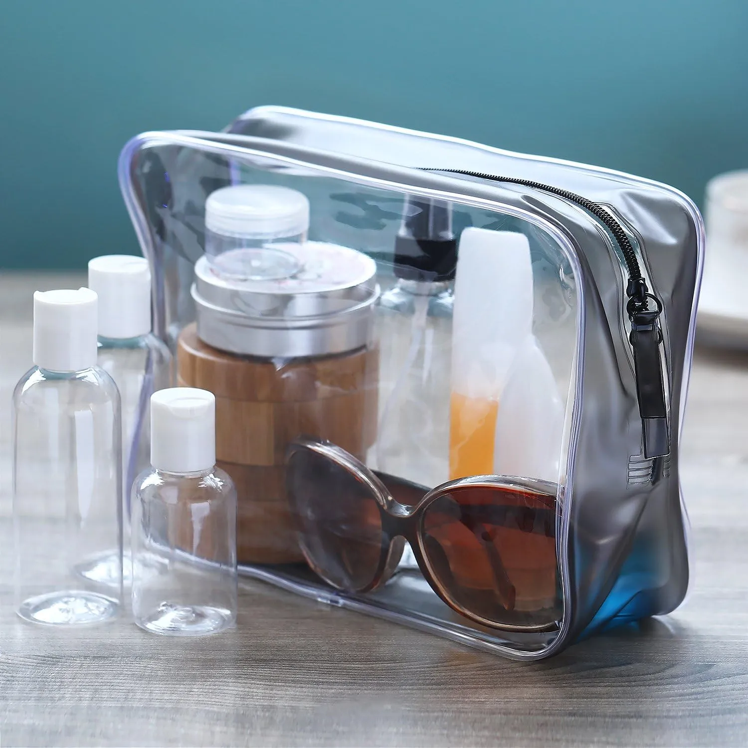5 Pack Clear PVC Zippered Toiletry Carry Pouch Portable Cosmetic Makeup Bag for Vacation, Bathroom and Organizing