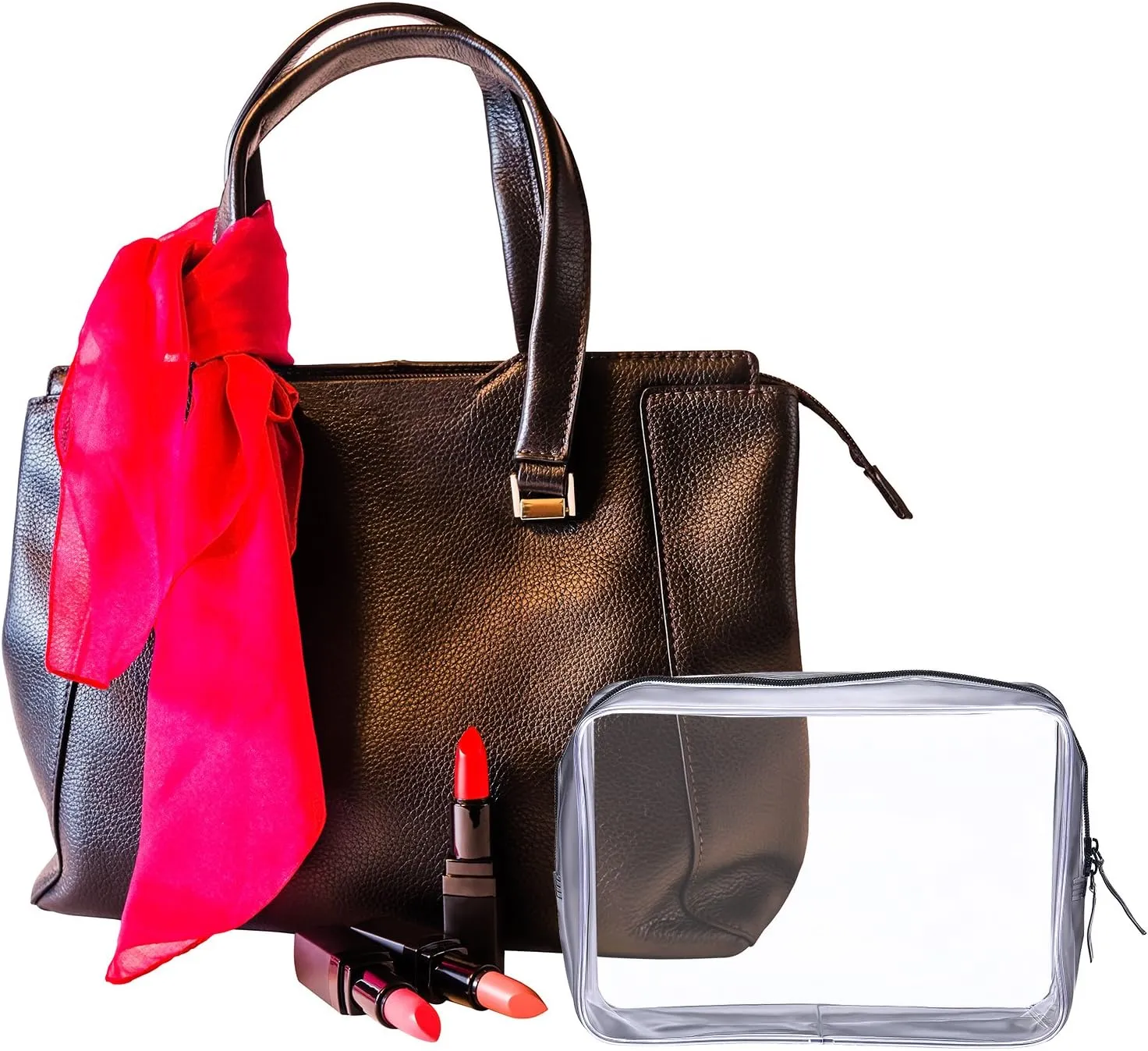 5 Pack Clear PVC Zippered Toiletry Carry Pouch Portable Cosmetic Makeup Bag for Vacation, Bathroom and Organizing